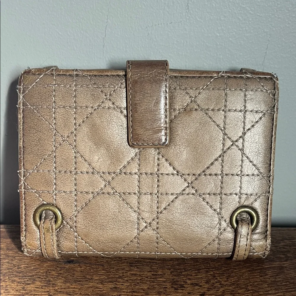 Christian Dior Tan Quilted Leather Wallet